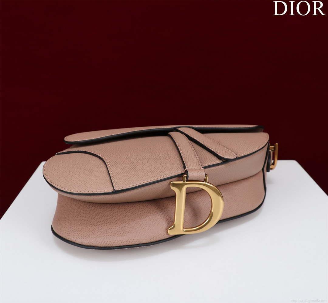 Dior M0455 Saddle Bag With Strap Pink Grained Calfskin