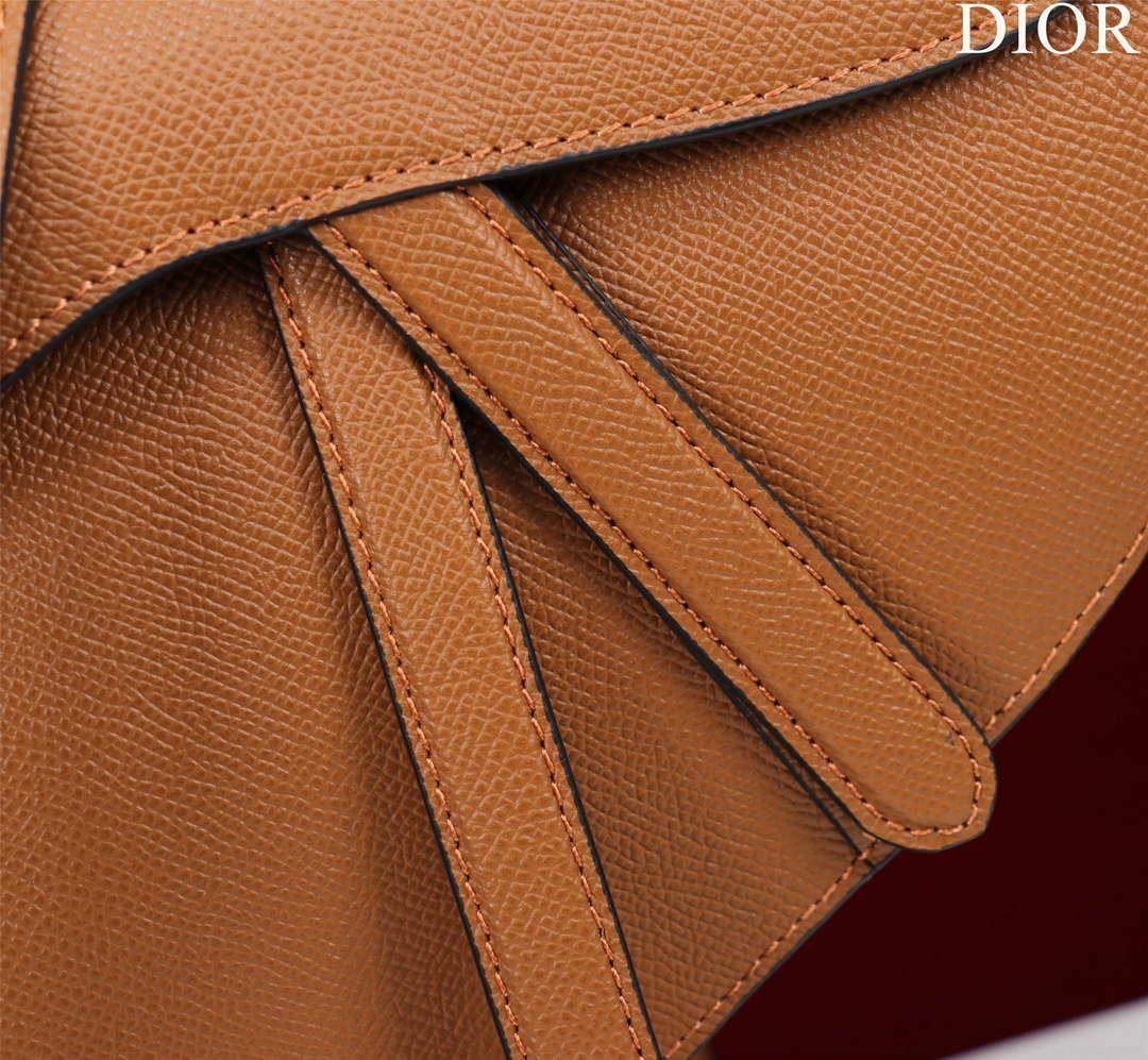 Dior M0455 Saddle Bag With Strap Brown Grained Calfskin