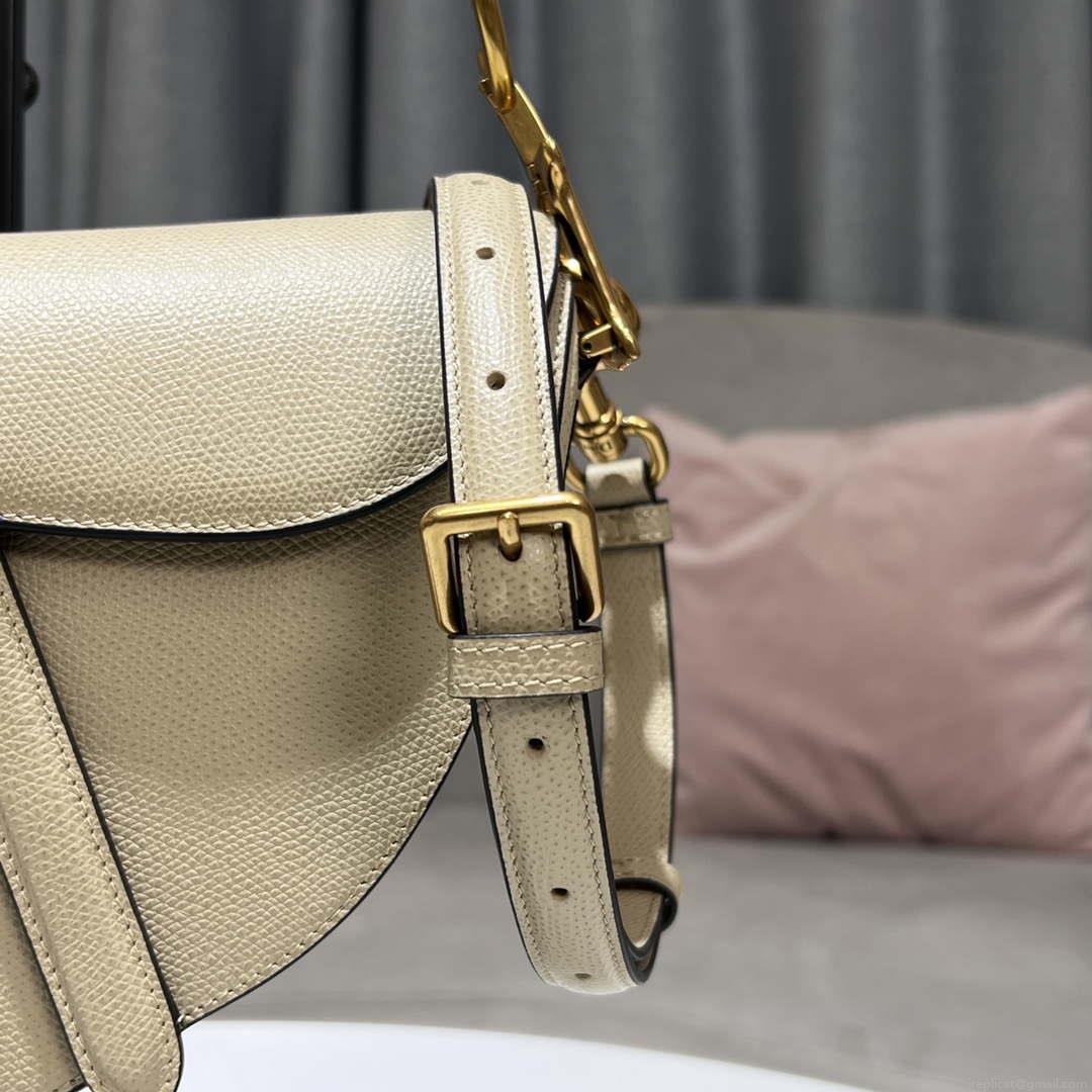 Dior M0455 Saddle Bag With Strap Apricot Grained Calfskin