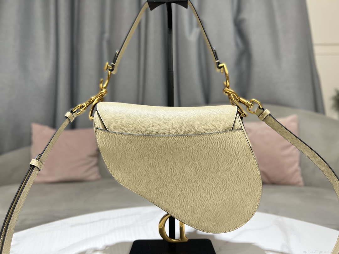 Dior M0455 Saddle Bag With Strap Apricot Grained Calfskin