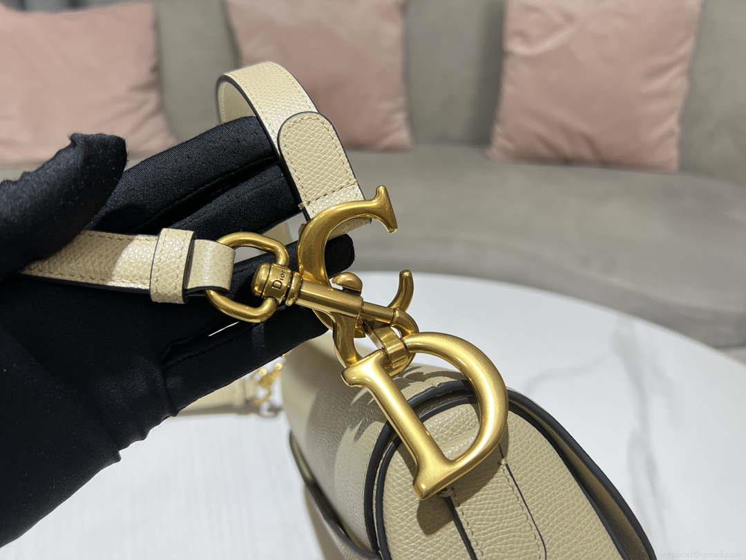 Dior M0455 Saddle Bag With Strap Apricot Grained Calfskin