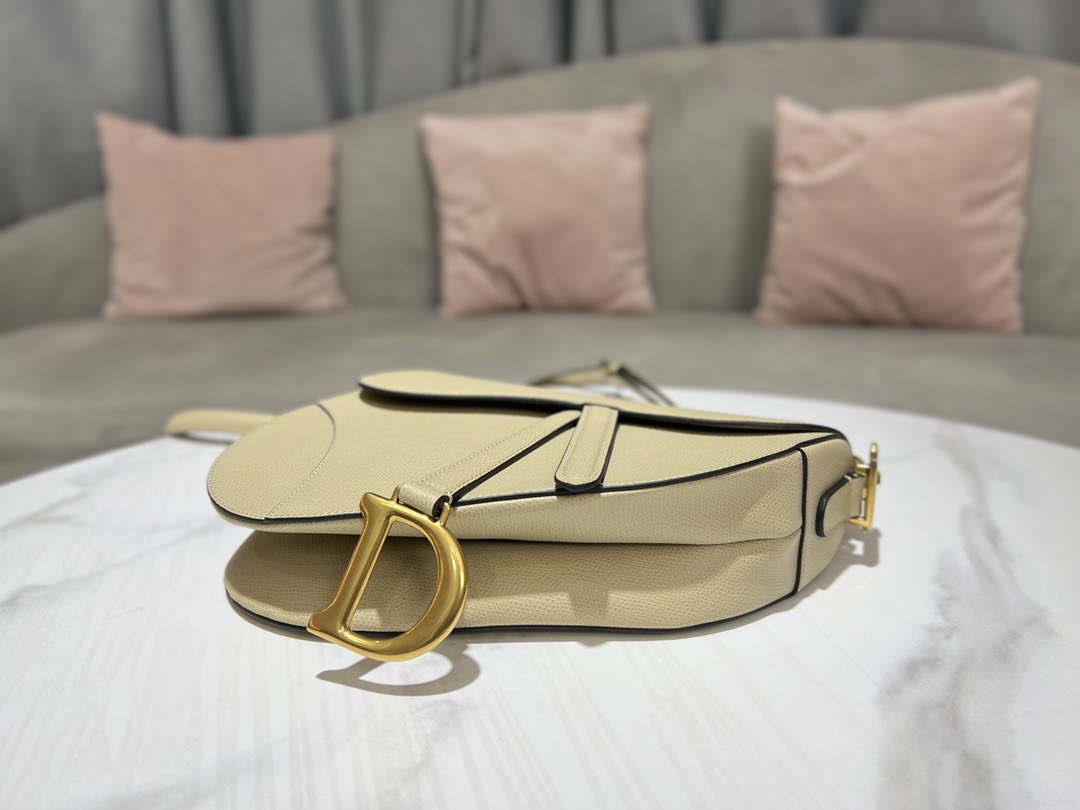 Dior M0455 Saddle Bag With Strap Apricot Grained Calfskin