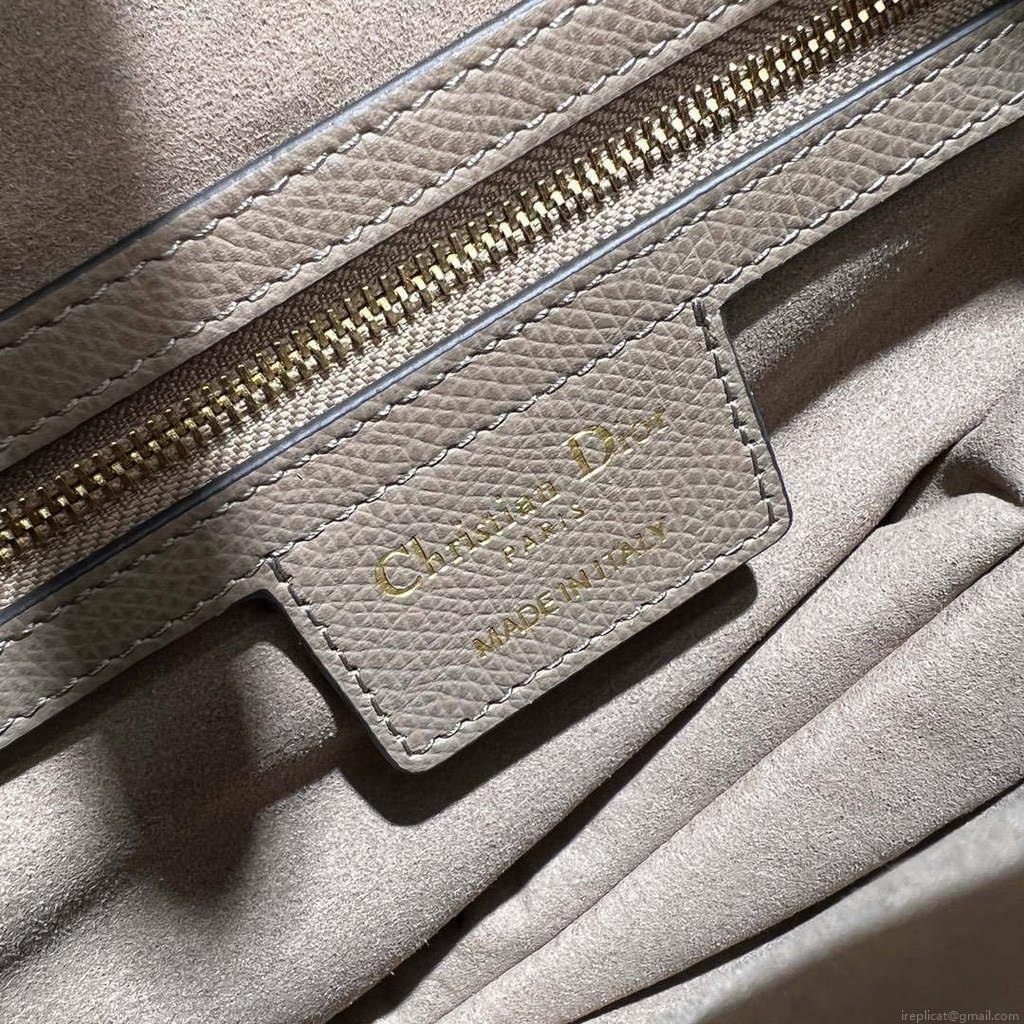 Dior M0455 Saddle Bag With Strap Light Gray Grained Calfskin