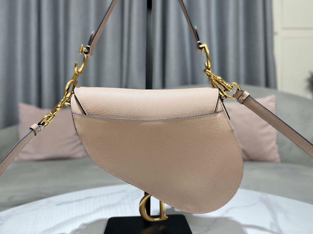 Dior M0455 Saddle Bag With Strap Nude Grained Calfskin