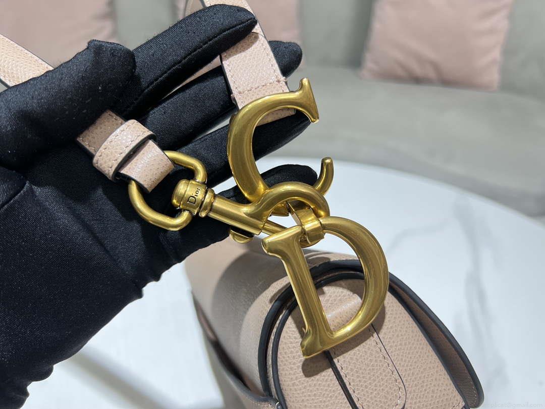 Dior M0455 Saddle Bag With Strap Nude Grained Calfskin