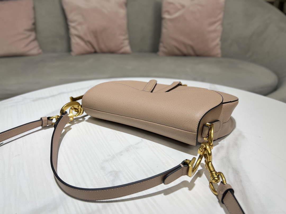 Dior M0455 Saddle Bag With Strap Nude Grained Calfskin