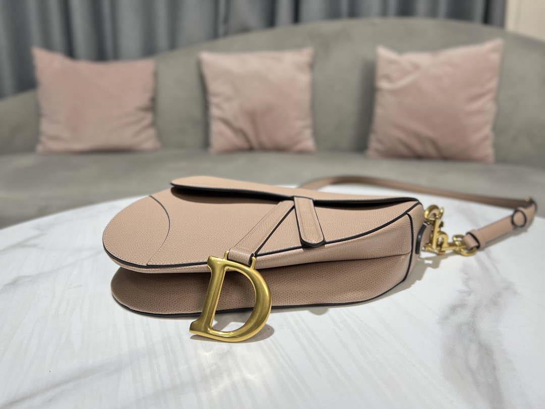 Dior M0455 Saddle Bag With Strap Nude Grained Calfskin