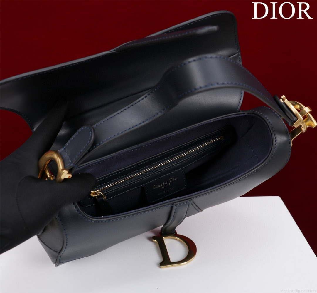 Dior M0455 Saddle Bag With Strap Ultramatte Calfskin Black Gold