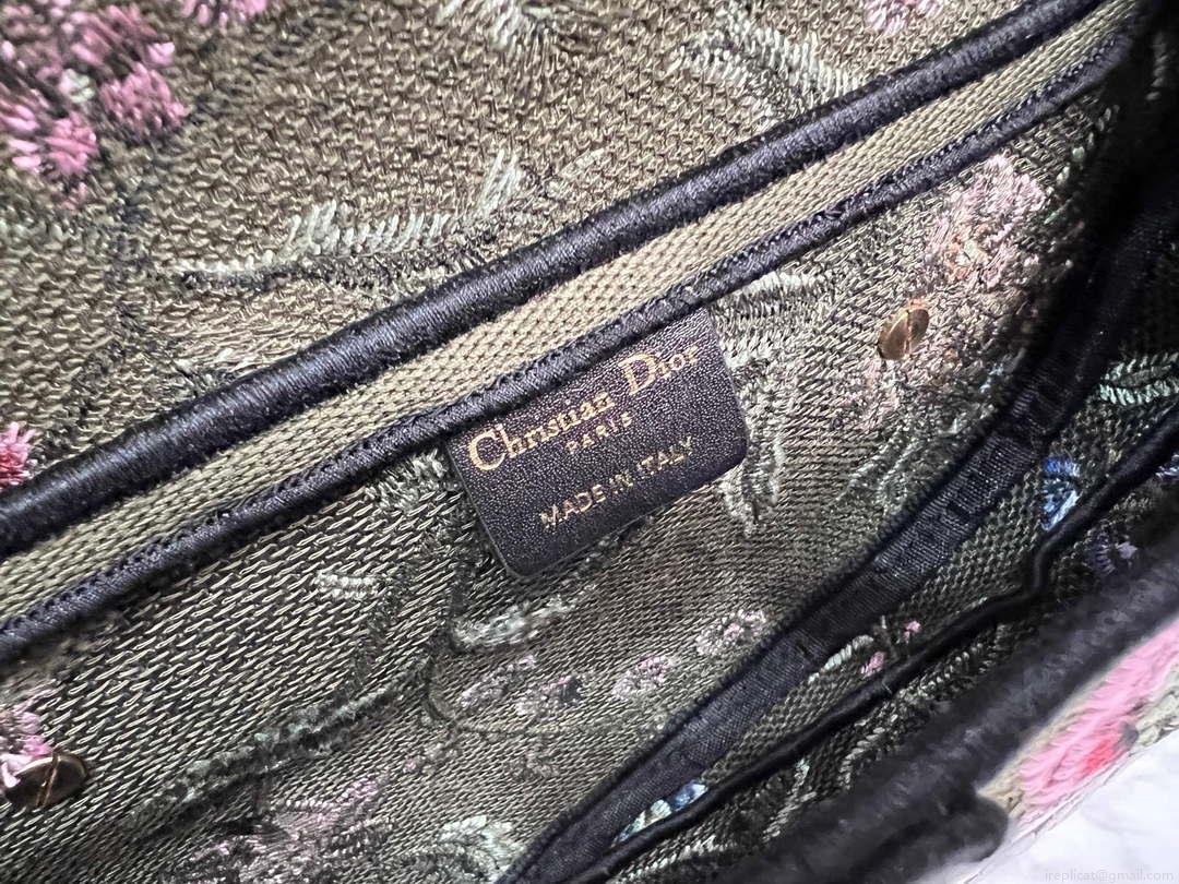 Dior M0455 Saddle Bag With Strap Green Cross-Stitch Embroidery