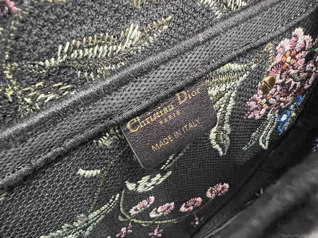 Dior M0455 Saddle Bag With Strap Black Cross-Stitch Embroidery