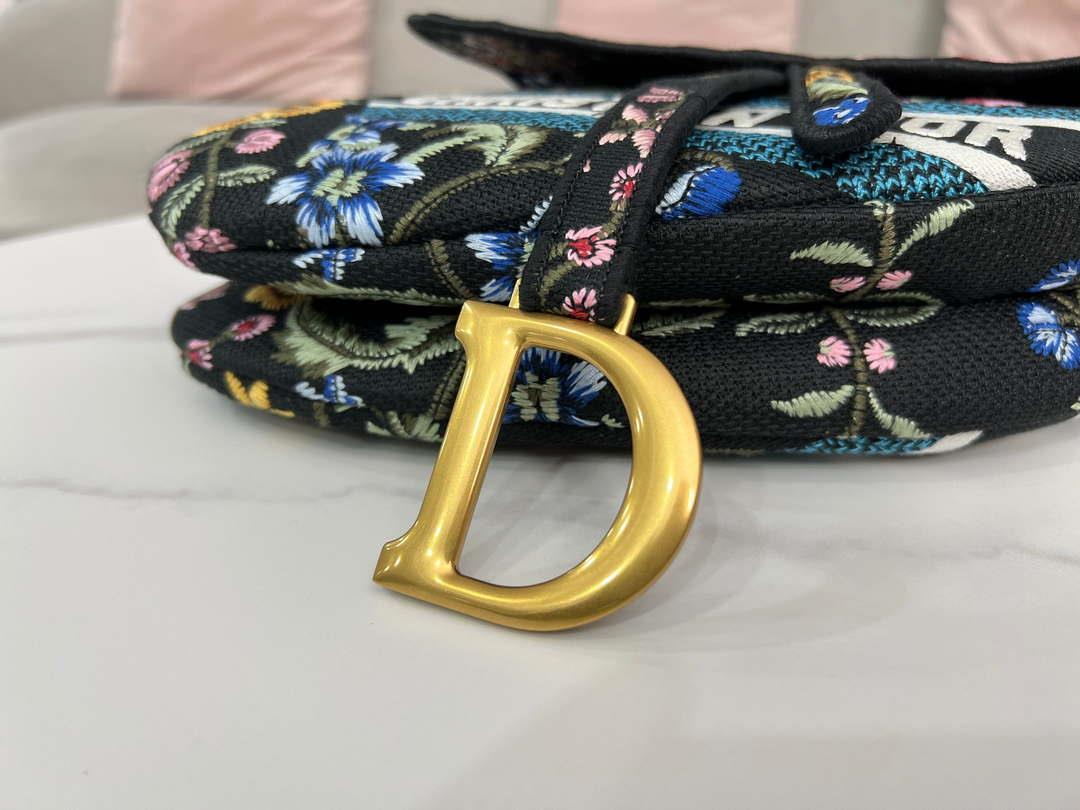 Dior M0455 Saddle Bag With Strap Black Cross-Stitch Embroidery
