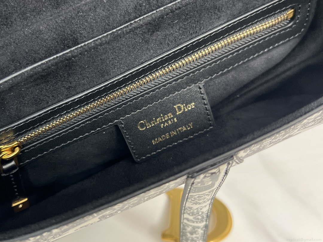 Dior M0455 Saddle Bag With Strap Ultramatte Calfskin White & Black