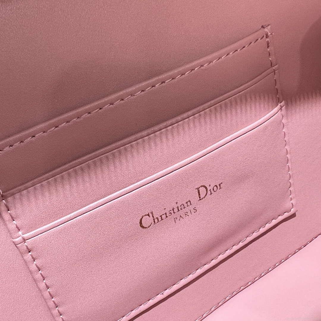 Dior S5140 Caro Box Bag Pink Quilted Macrocannage Calfskin
