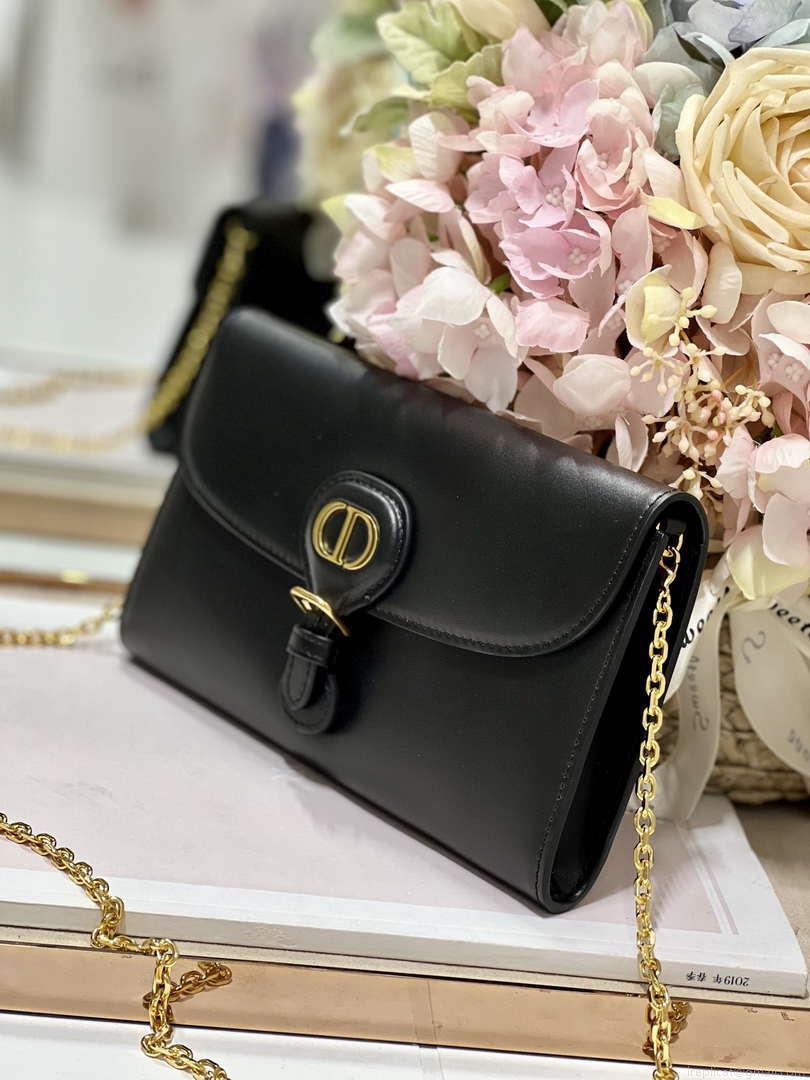 Dior S5703UBPZ_M900 Bobby EAST-WEST Pouch With Chain Black Smooth Calfskin