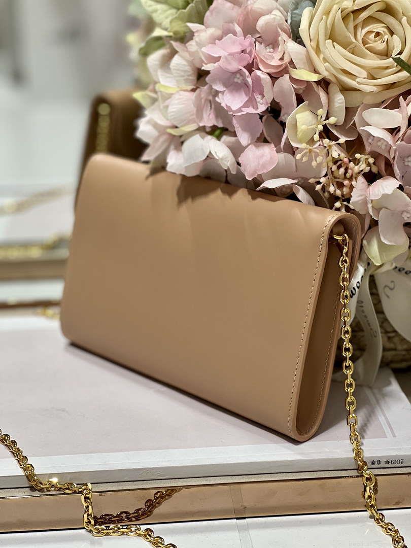 Dior S5703 Bobby EAST-WEST Pouch With Chain Caramel Beige Smooth Calfskin