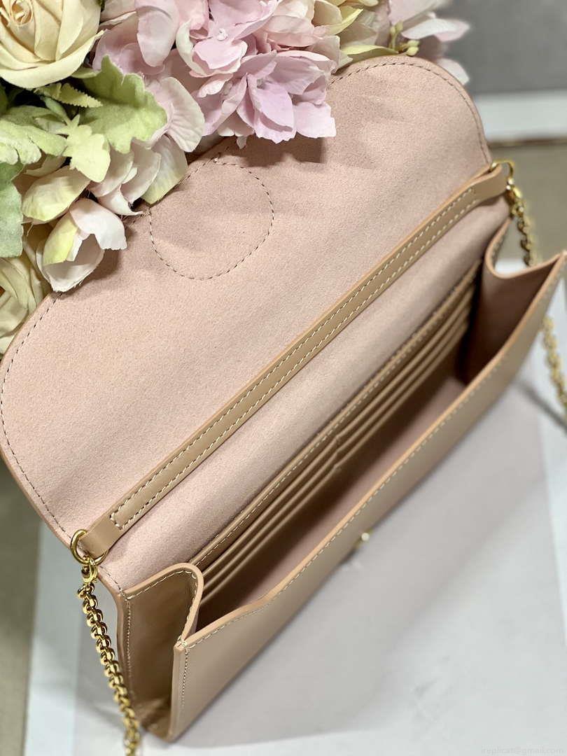 Dior S5703 Bobby EAST-WEST Pouch With Chain Caramel Beige Smooth Calfskin