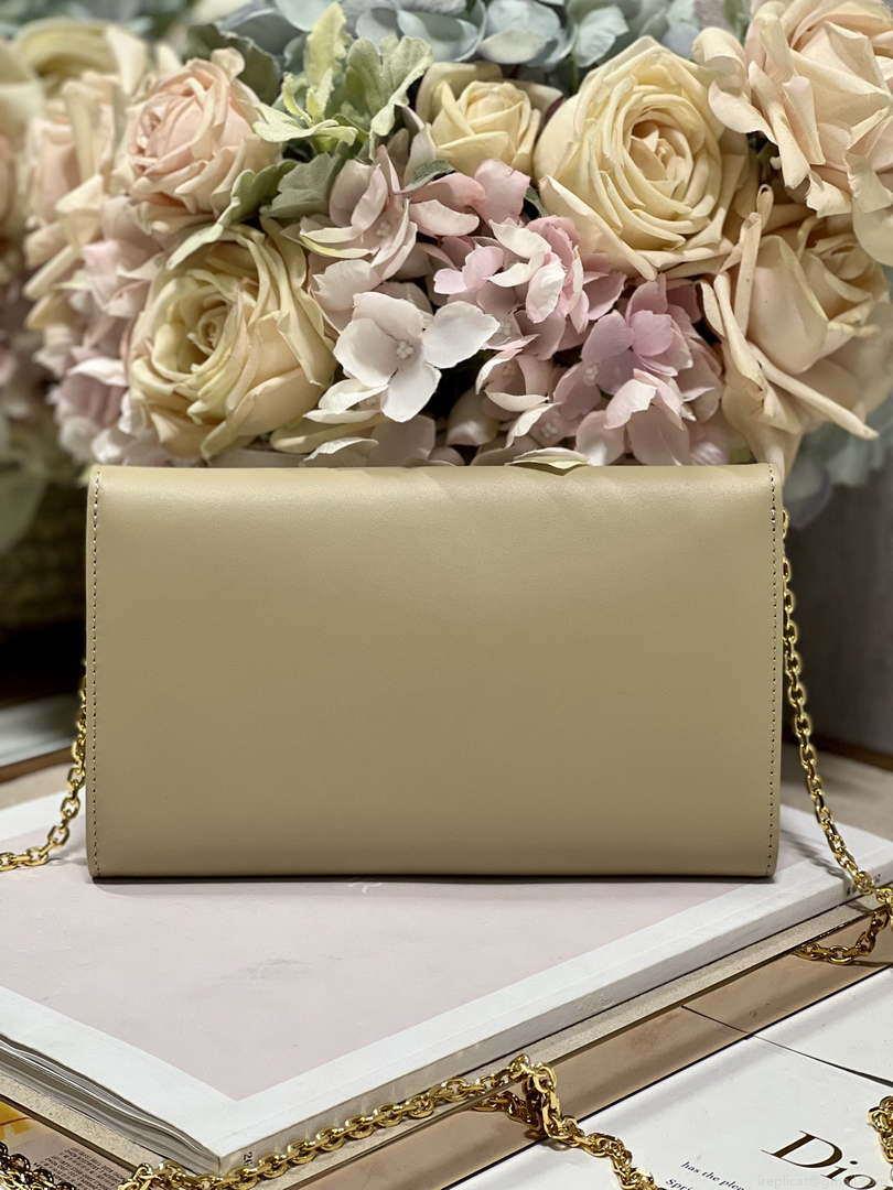Dior S5703 Bobby EAST-WEST Pouch With Chain Apricot Smooth Calfskin