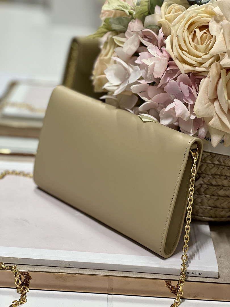 Dior S5703 Bobby EAST-WEST Pouch With Chain Apricot Smooth Calfskin