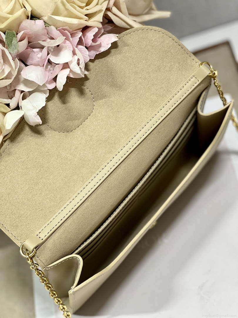 Dior S5703 Bobby EAST-WEST Pouch With Chain Apricot Smooth Calfskin
