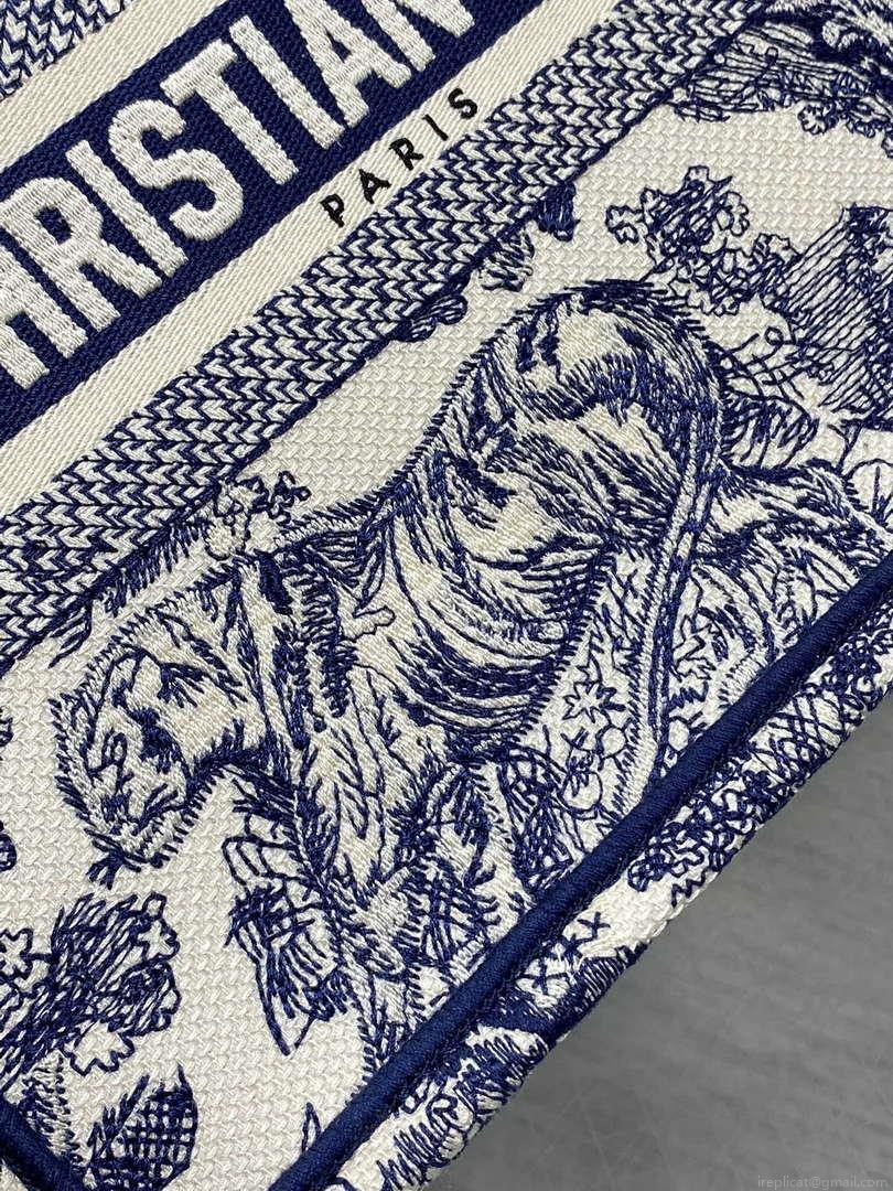 Dior M1265 Small Book Tote Toile de Jouy Sauvage Embroidery M9603
