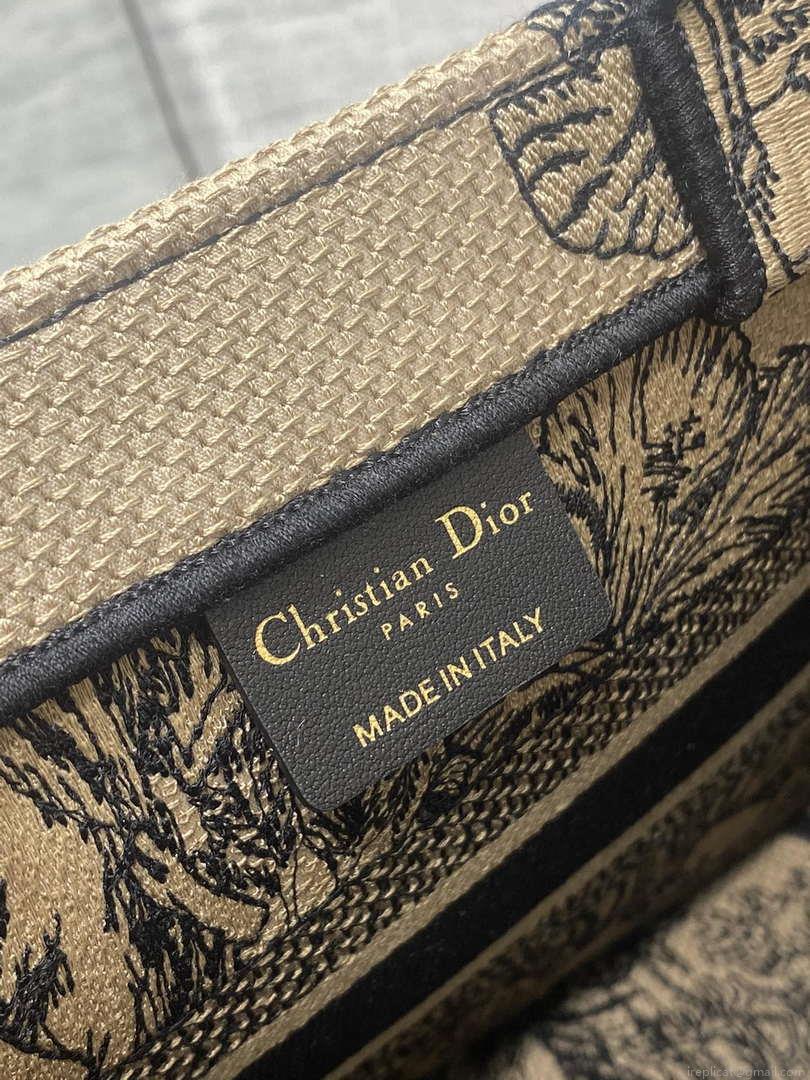 Dior M1265 Small Book Tote Toile de Jouy Sauvage Embroidery M9607