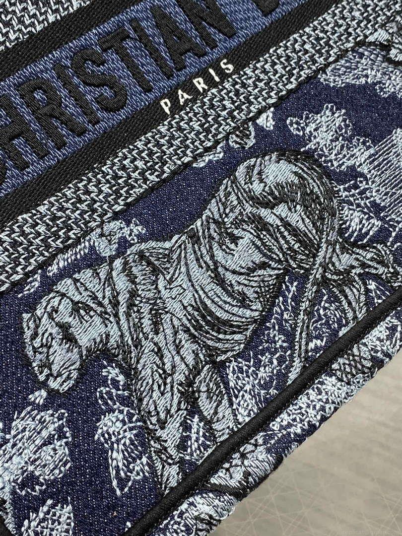 Dior M1265 Small Book Tote Toile de Jouy Sauvage Embroidery M9608