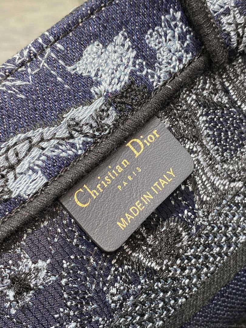 Dior M1265 Small Book Tote Toile de Jouy Sauvage Embroidery M9608