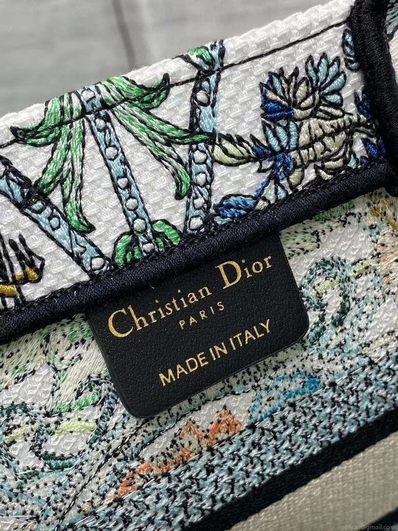 Dior M1265 Small Book Tote Toile de Jouy Sauvage Embroidery M9613