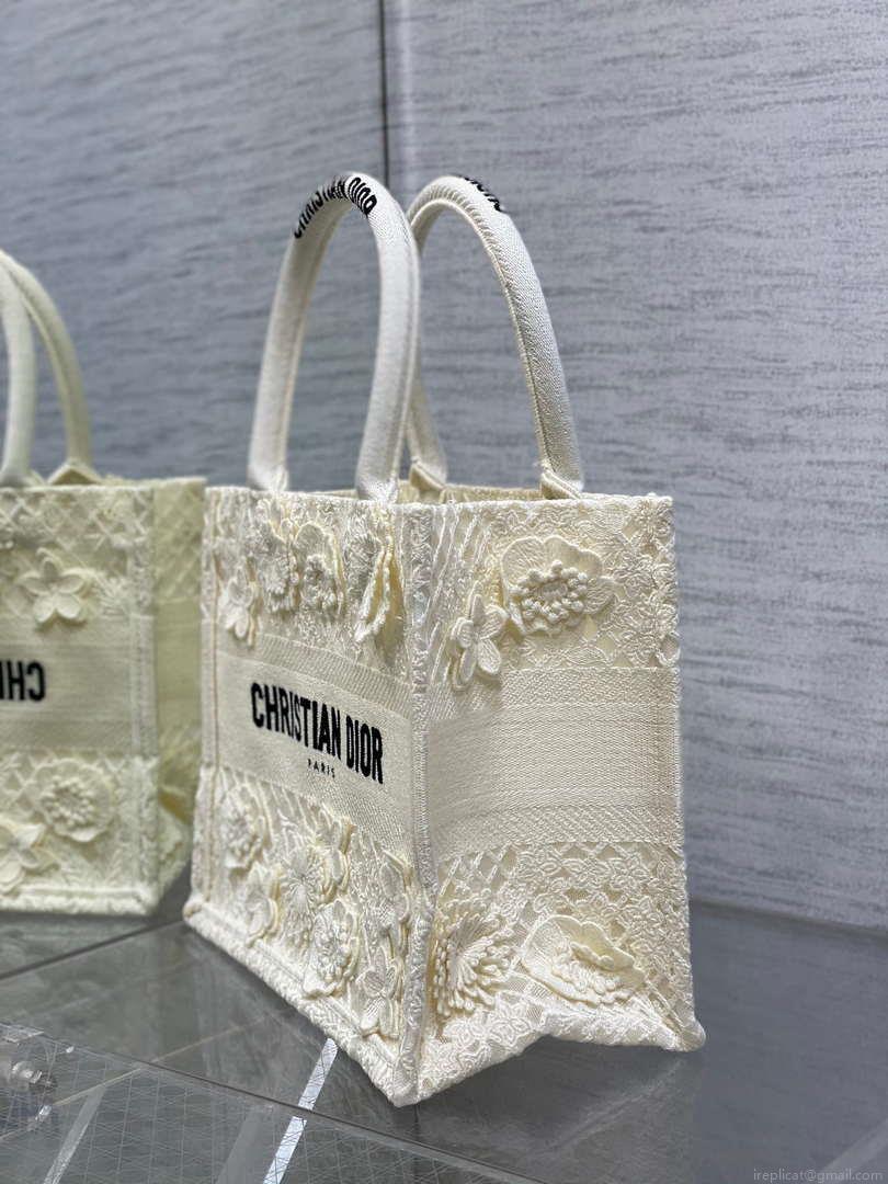 Dior M1265 Small Book Tote Embroidery with 3D Macramé Effect M9620