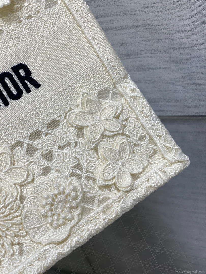 Dior M1265 Small Book Tote Embroidery with 3D Macramé Effect M9620
