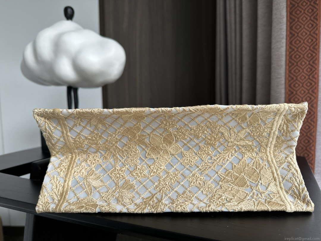 Dior M1265 Small Book Tote Embroidery with 3D Macramé Effect M9621