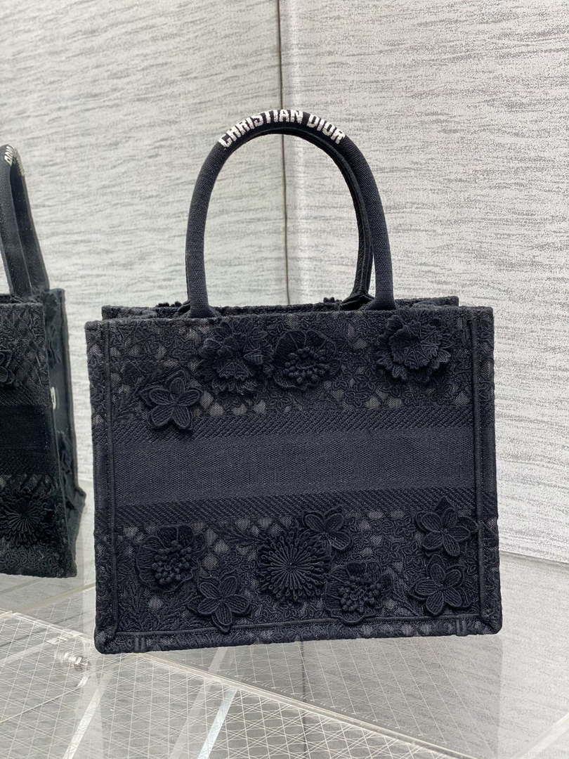 Dior M1265 Small Book Tote Embroidery with 3D Macramé Effect M9623