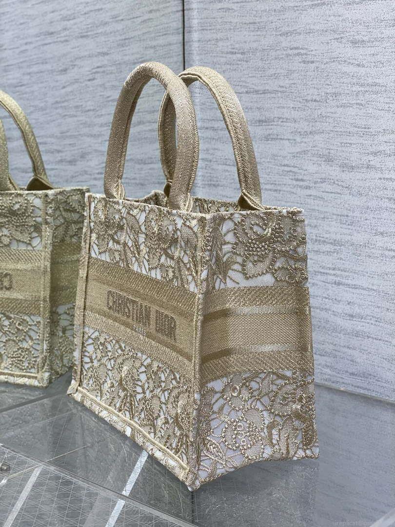 Dior M1265 Small Book Tote Embroidery with 3D Macramé Effect M9624