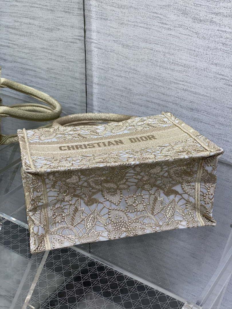 Dior M1265 Small Book Tote Embroidery with 3D Macramé Effect M9624