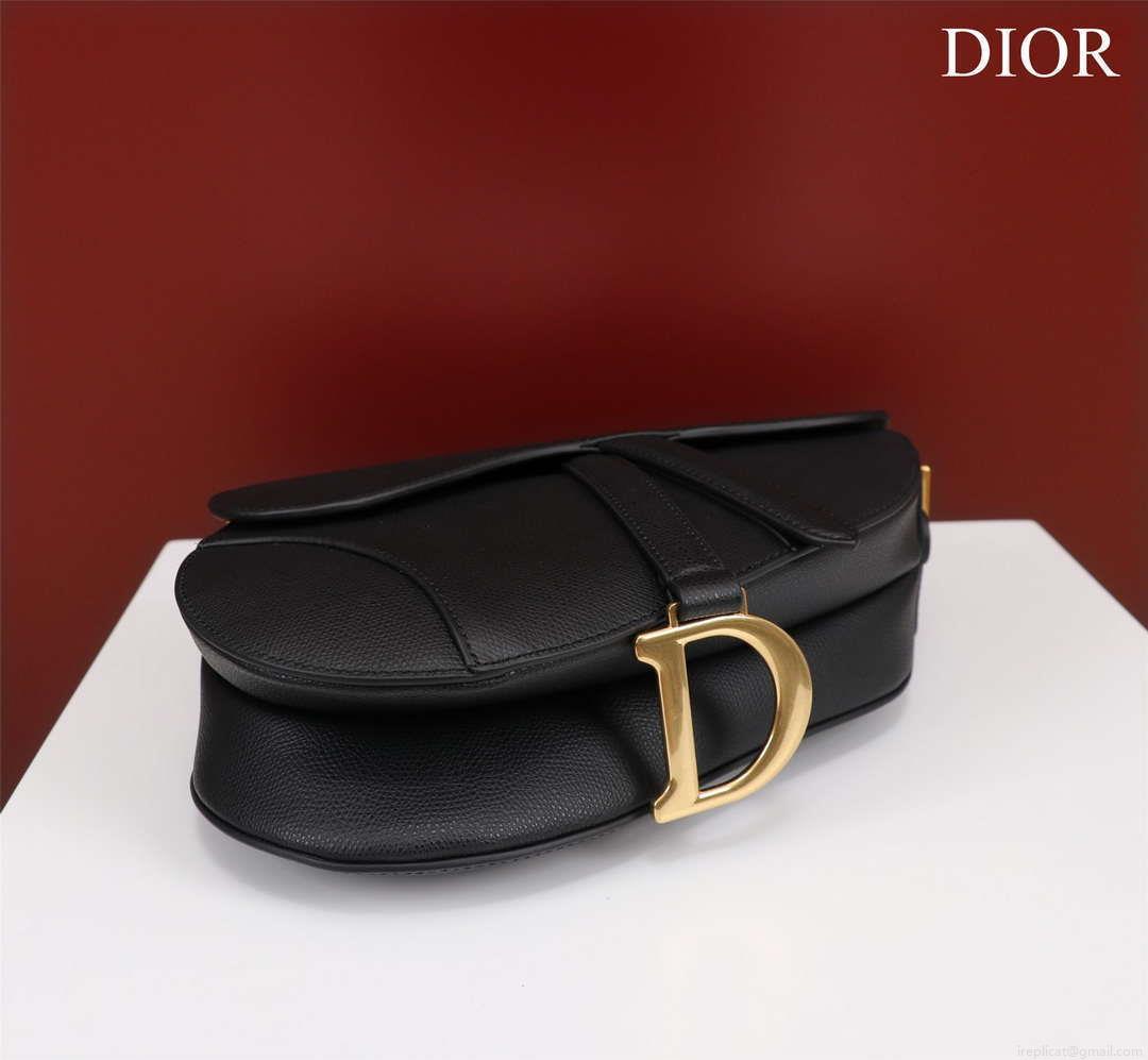 Dior M0456 Mini Saddle Bag With Strap Black Grained Calfskin