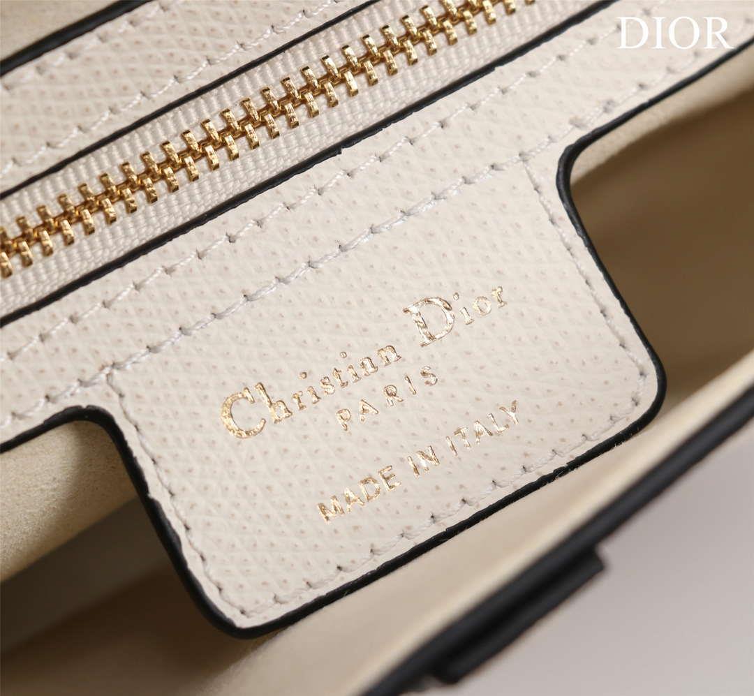 Dior M0456 Mini Saddle Bag With Strap White Grained Calfskin