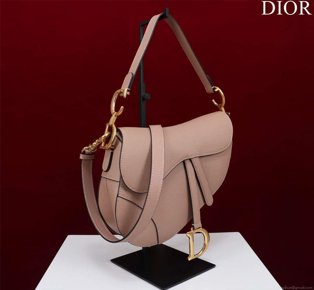 Dior M0456 Mini Saddle Bag With Strap Nude Grained Calfskin