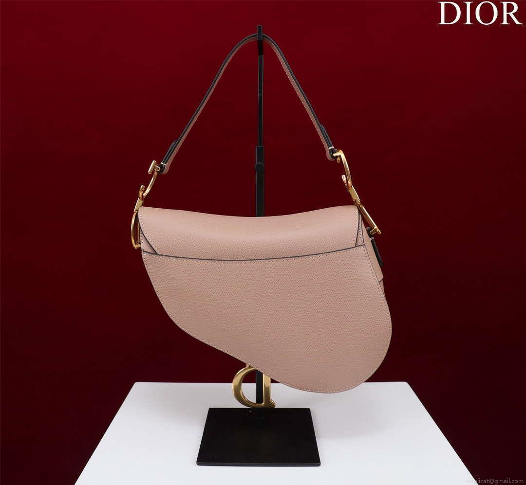 Dior M0456 Mini Saddle Bag With Strap Nude Grained Calfskin