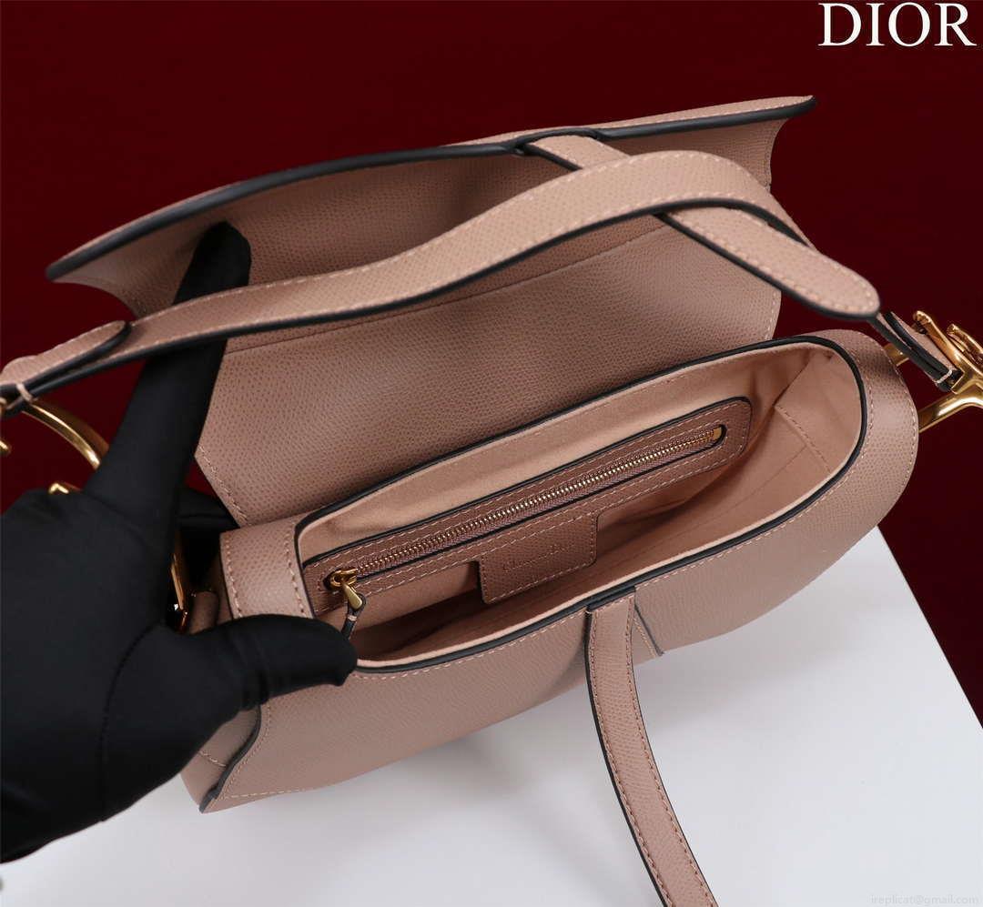 Dior M0456 Mini Saddle Bag With Strap Nude Grained Calfskin