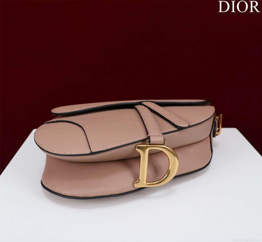 Dior M0456 Mini Saddle Bag With Strap Nude Grained Calfskin