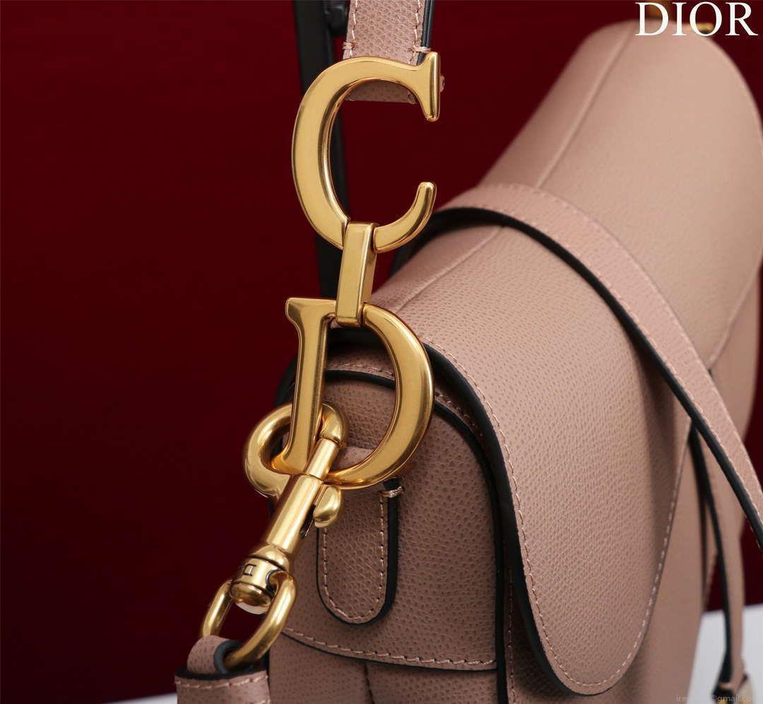 Dior M0456 Mini Saddle Bag With Strap Nude Grained Calfskin