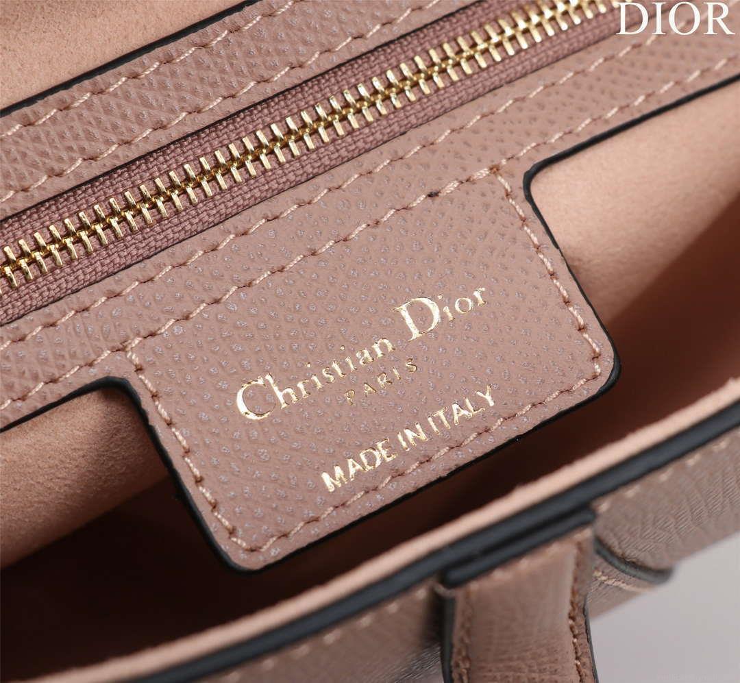 Dior M0456 Mini Saddle Bag With Strap Nude Grained Calfskin