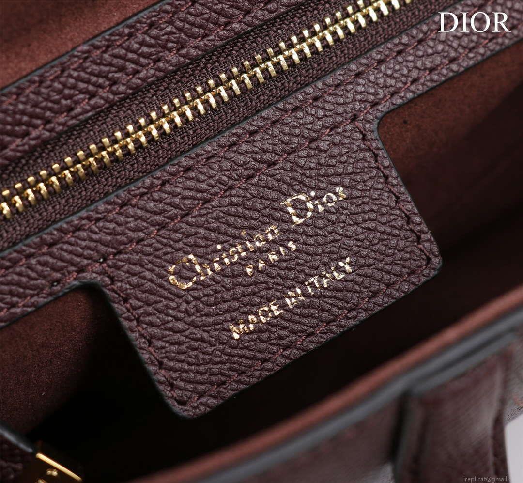Dior M0456 Mini Saddle Bag With Strap Wine Red Grained Calfskin