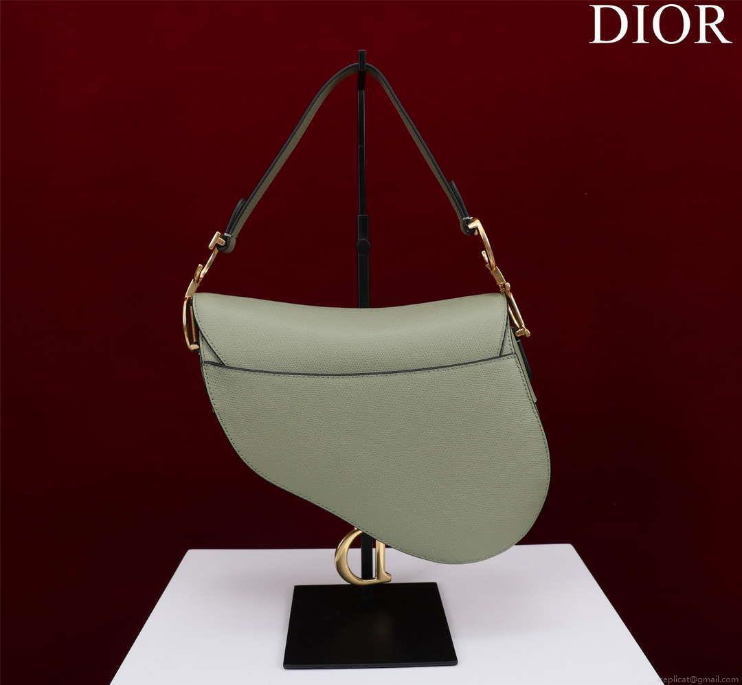 Dior M0455 Saddle Bag With Strap Green Grained Calfskin M0456