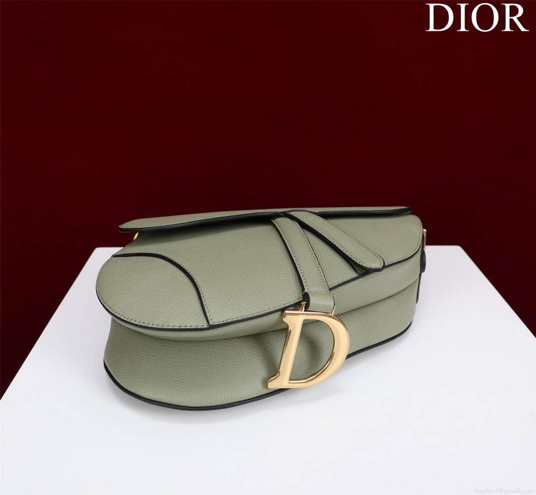 Dior M0455 Saddle Bag With Strap Green Grained Calfskin M0456