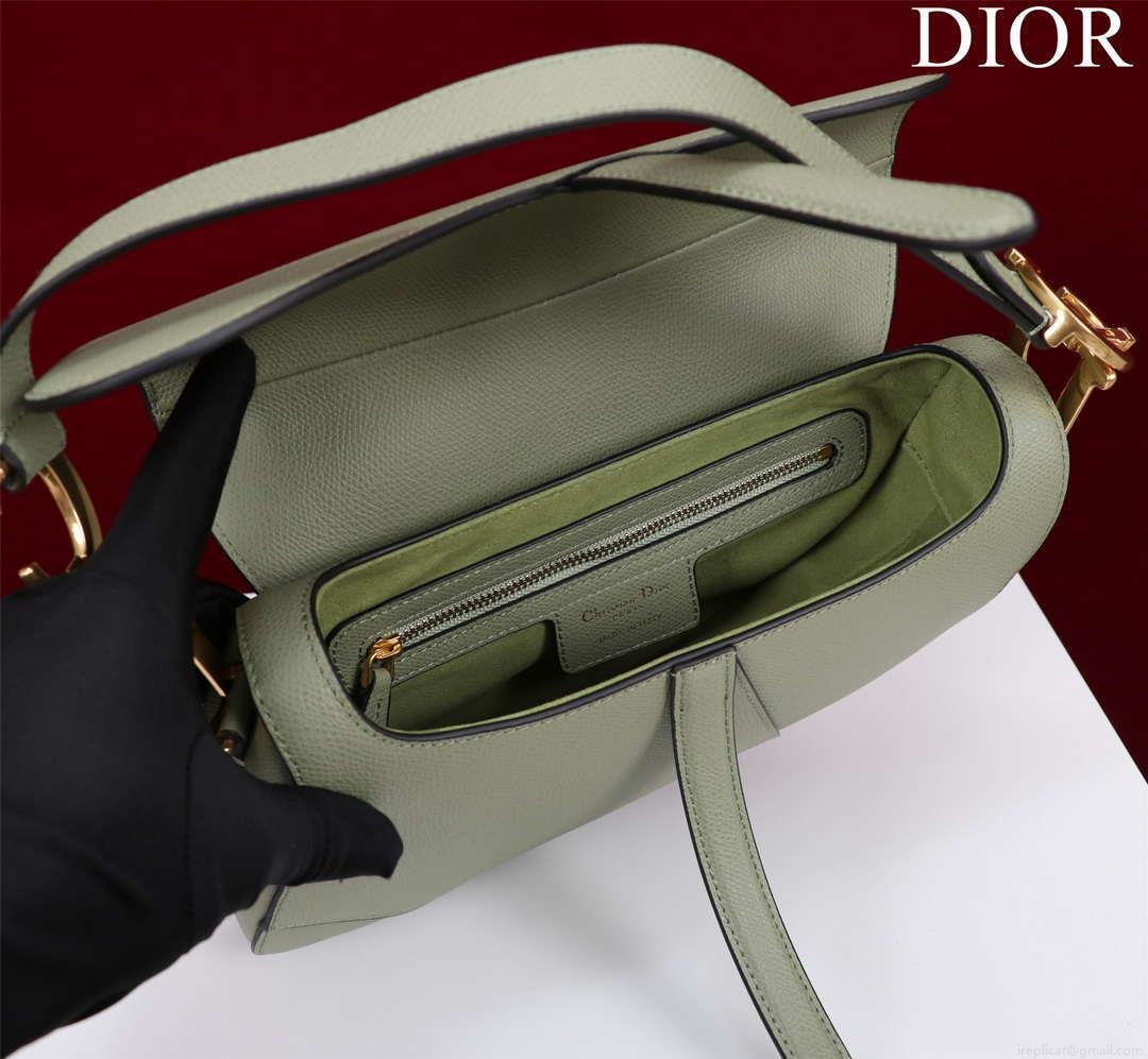 Dior M0455 Saddle Bag With Strap Green Grained Calfskin M0456
