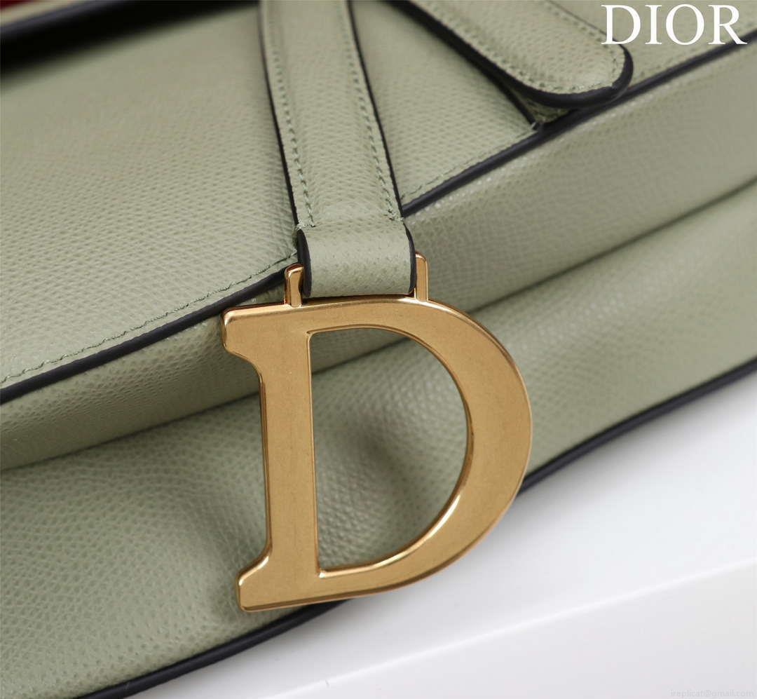 Dior M0455 Saddle Bag With Strap Green Grained Calfskin M0456