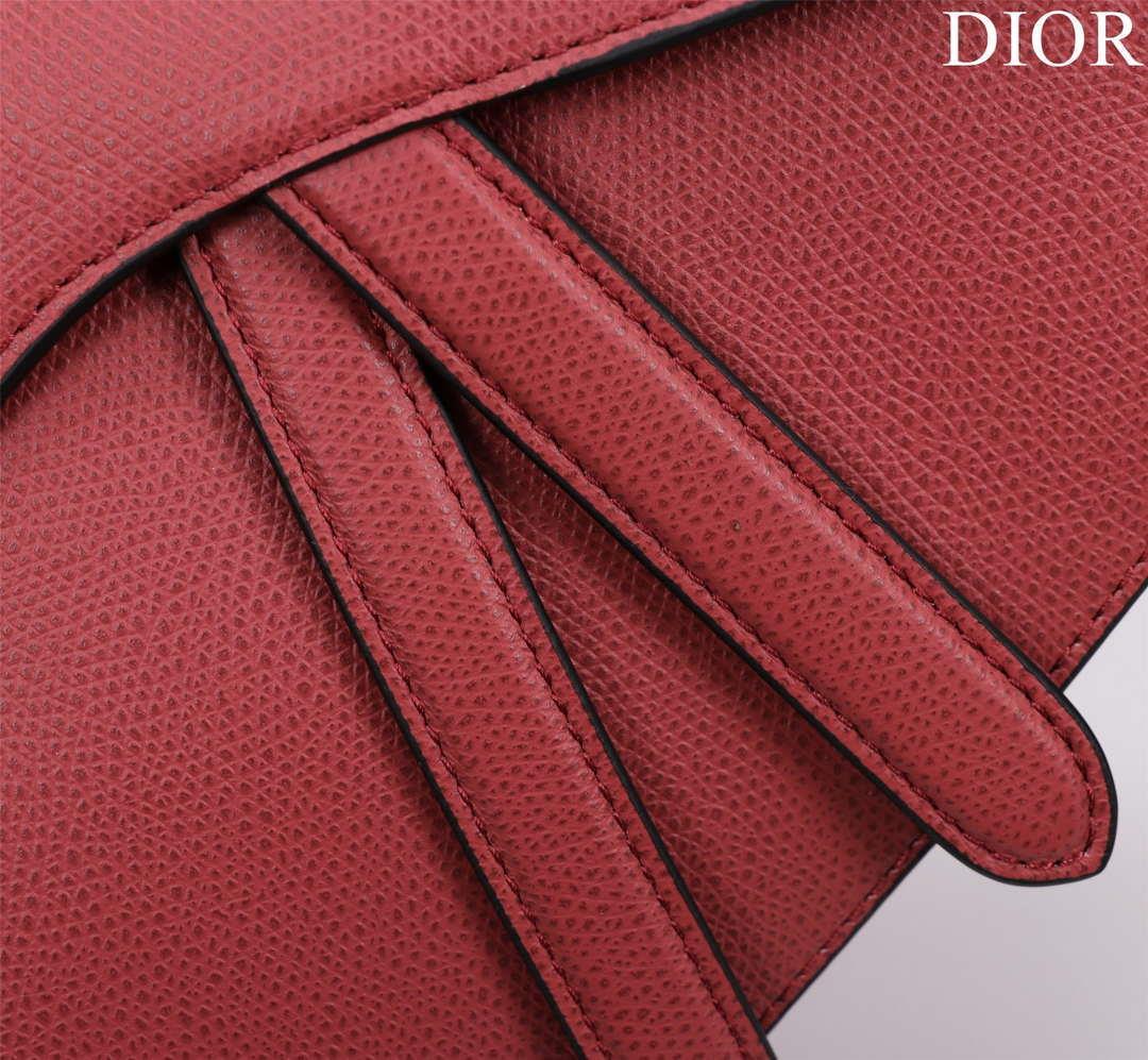 Dior M0455 Saddle Bag With Strap Red Grained Calfskin M0456