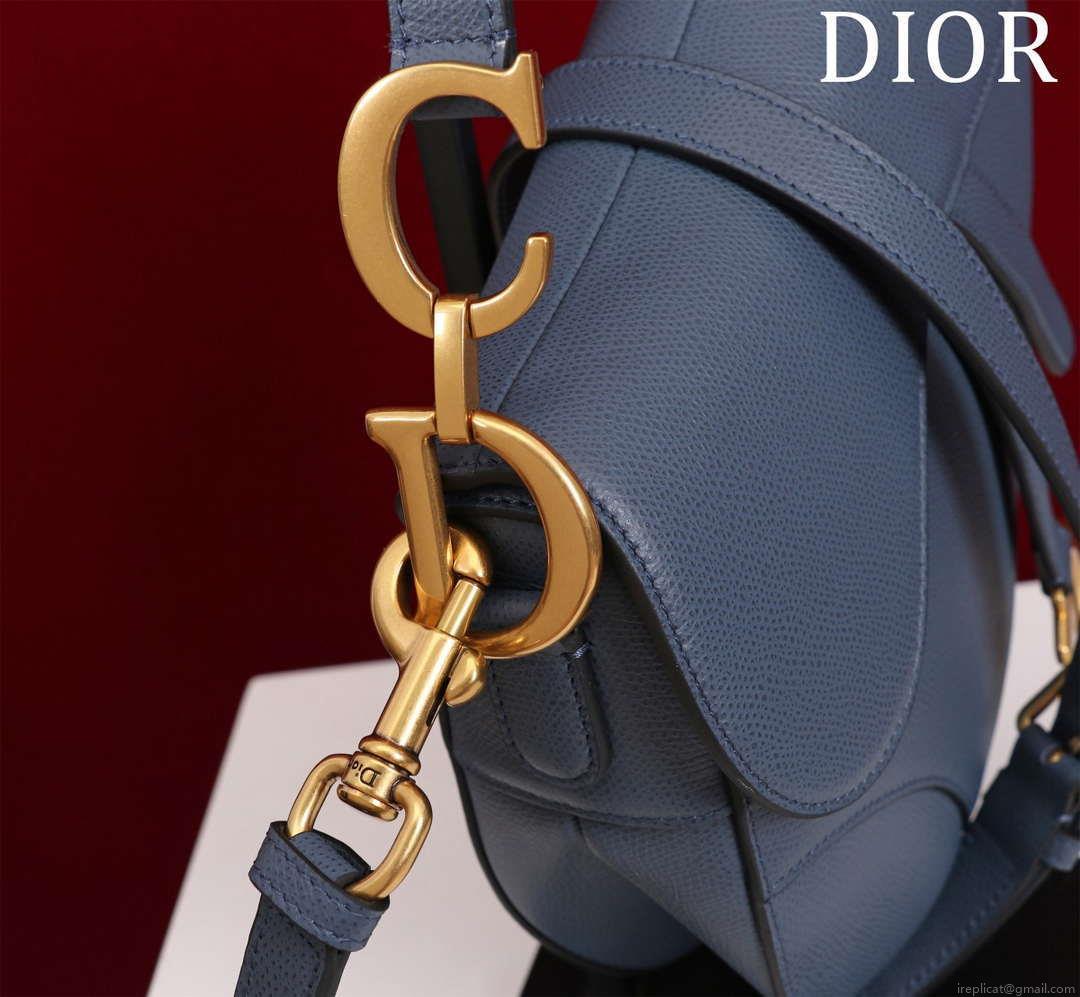 Dior M0455 Saddle Bag With Strap Navy Blue Grained Calfskin M0456