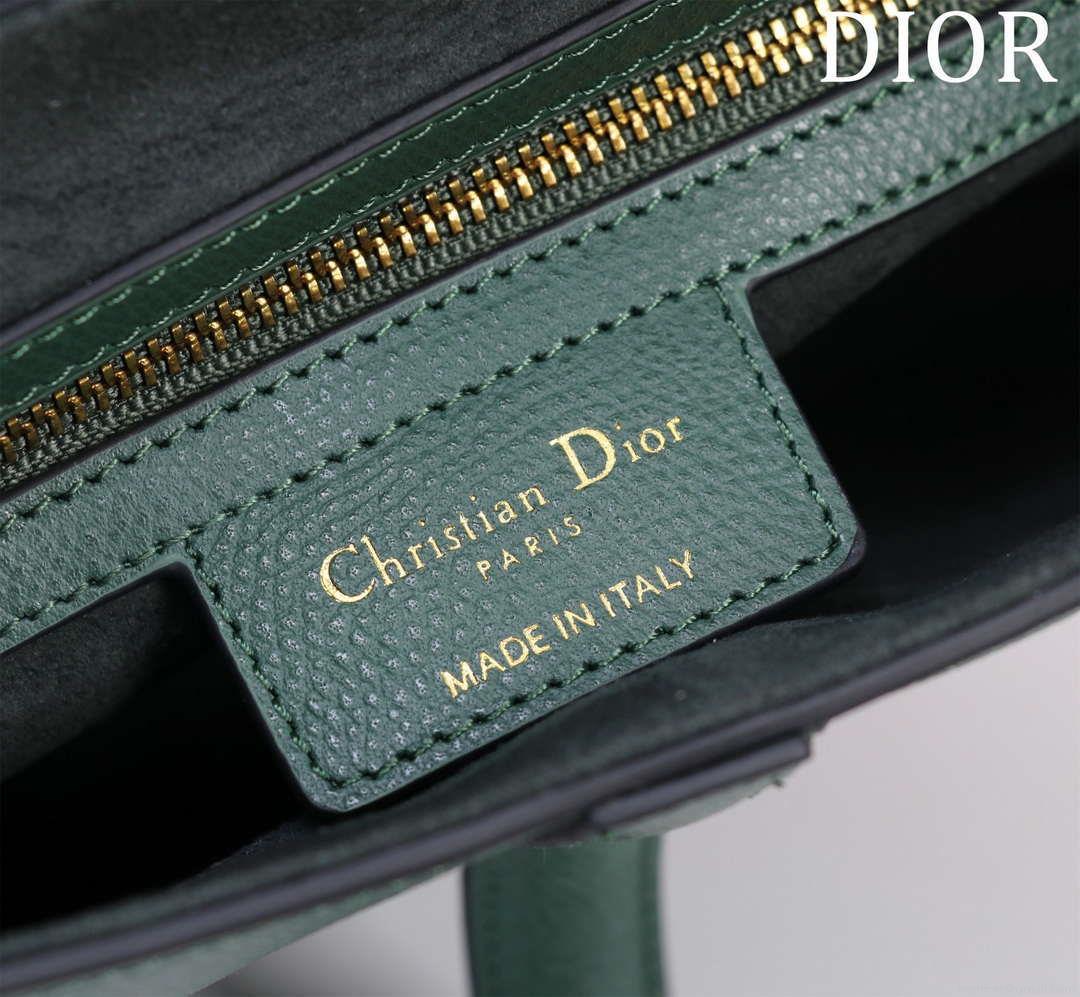 Dior M0455 Saddle Bag With Strap Dark Green Grained Calfskin M0456
